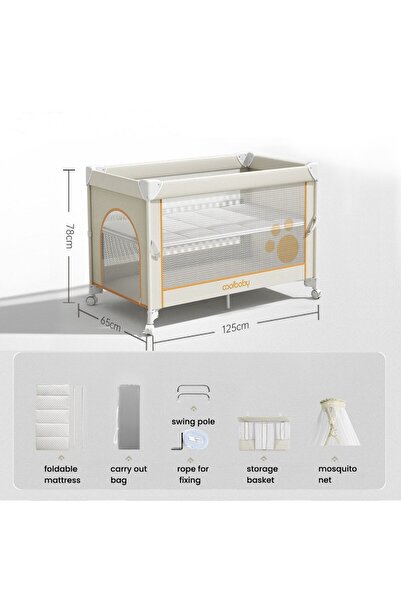 Hibobi Premium سرير أطفال قابل للطي على شكل متجر مع طاولة حفاضات، مناسب للاستخدام في الهواء الطلق