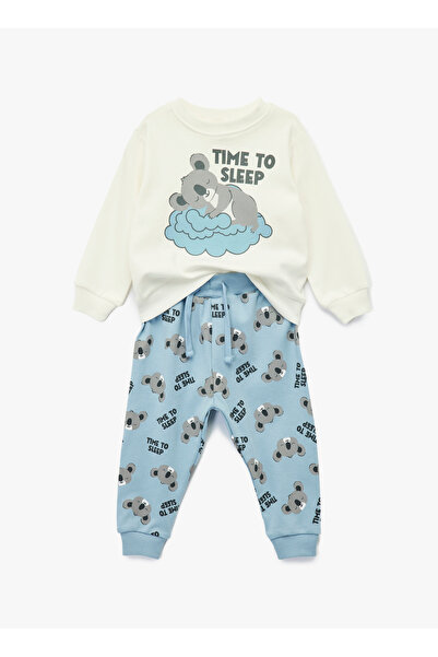 Koton Baskılı Ekru Bebek Pijama Takımı 6WMB10055TK-A