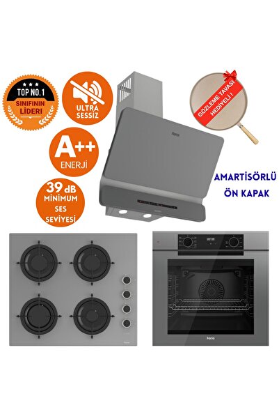Ferre FryArt & SilentArt RİO Sessiz Antrasit Gri Ankastre Set (D082-SA + QEP63CPR + CS208-FA )