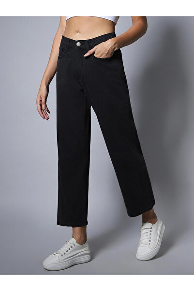 High Star By Styli Women Stretch Dad Fit Heavy Faded Jeans