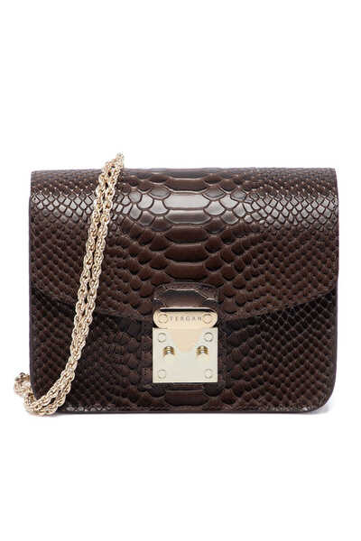 Tergan Kahve Hakiki Deri Kadın Çapraz Askılı Çanta - S25K1BC78972-G0D