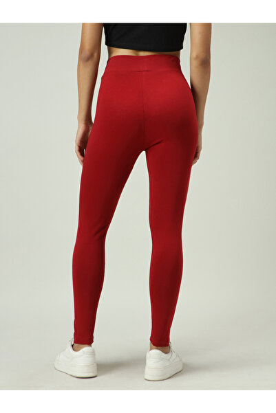 Outzidr By Styli Maroon Criss-Cross Waistband Leggings