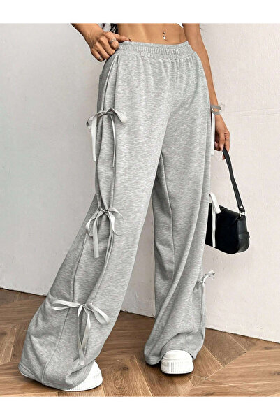 Take Two By Styli Solid Bow Detail Elastic Waist Wide Leg Pants