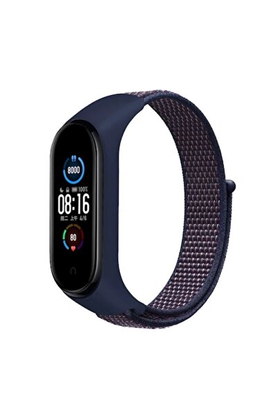 PHN MAG Fitness Bracelet Strap compatible with Xiaomi Mi Band 3/4/5/6 fabric with hedgehog, navy blue