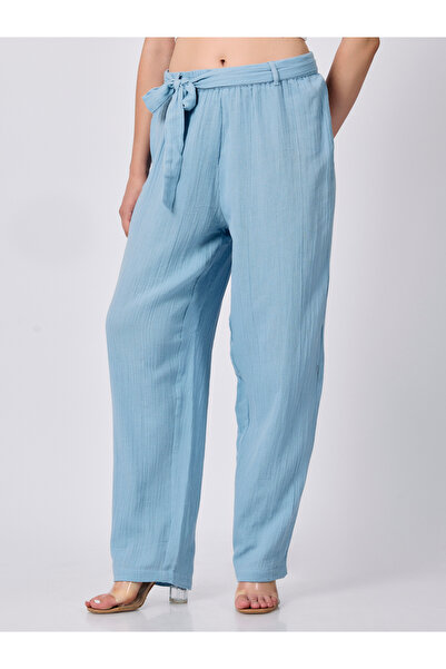 Outzidr By Styli Blue Regular Fit Textured Pants