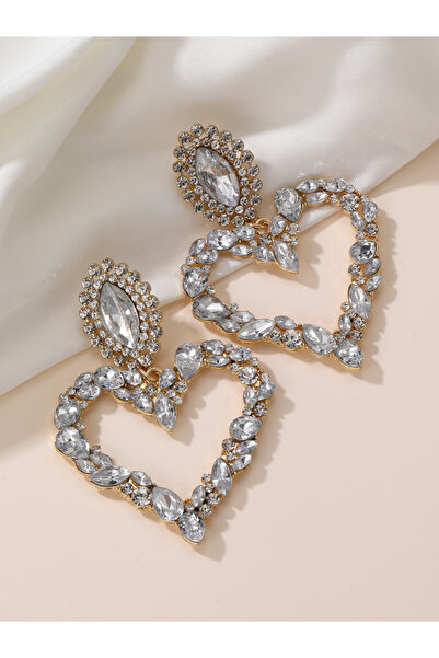 Take Two By Styli Gold Heart shape Embellished Earrings