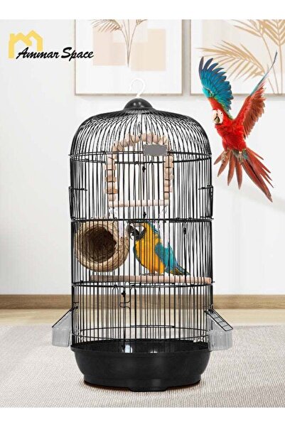 Ammar Space Round Bird Cage for Small Birds - Black