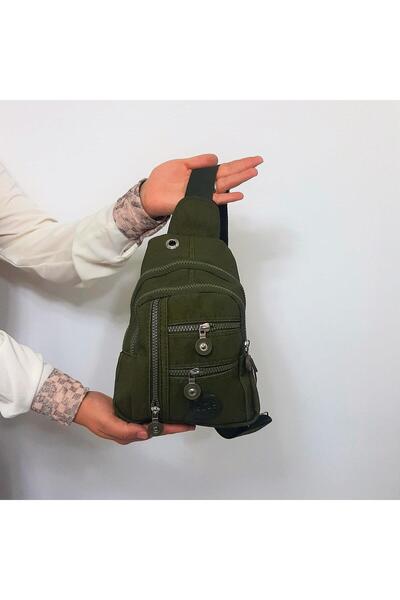 Fiyra Bb1 Khaki Color Crinkle Fabric Five Compartment Body Bag