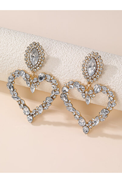 Take Two By Styli Gold Heart shape Embellished Earrings