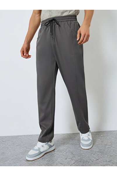 Take Two By Styli Men Solid Drawstring Waist Straight Leg Pants