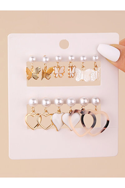 Take Two By Styli مجموعة من 6 أقراط متدلية من اللؤلؤ الصناعي