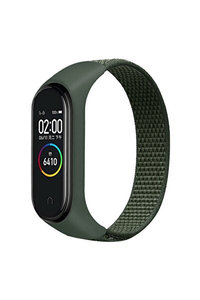 PHN MAG Curea Bratara Fitness compatibil Xiaomi Mi Band 3 / 4 / 5 / 6 din material textil cu arici, Verde