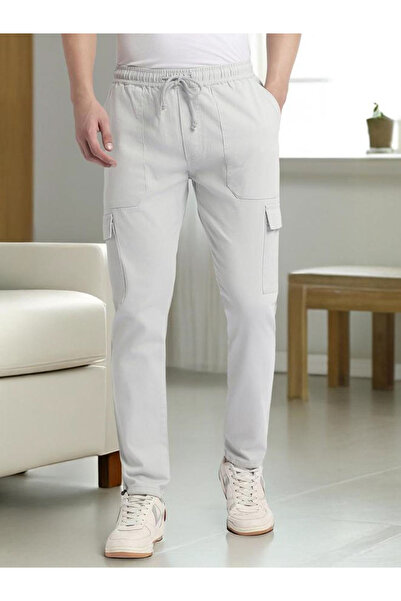 Dennis Lingo By Styli Men Grey Slim Fit Smart Cargo Pants
