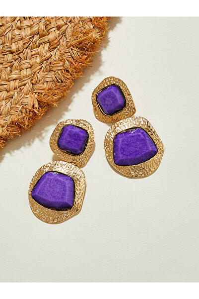 Take Two By Styli أقراط مرصعة بحجر أرجواني