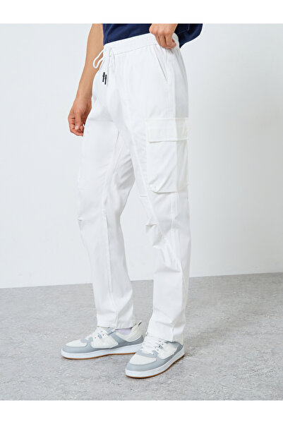 Take Two By Styli Men White Cargo Pants with Drawstring