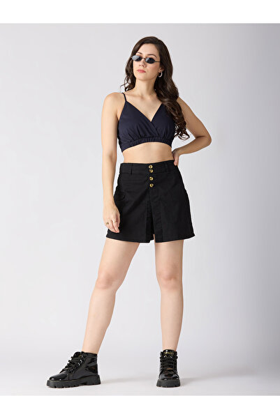 Globus By Styli Black Stretchable Regular Fit Skorts