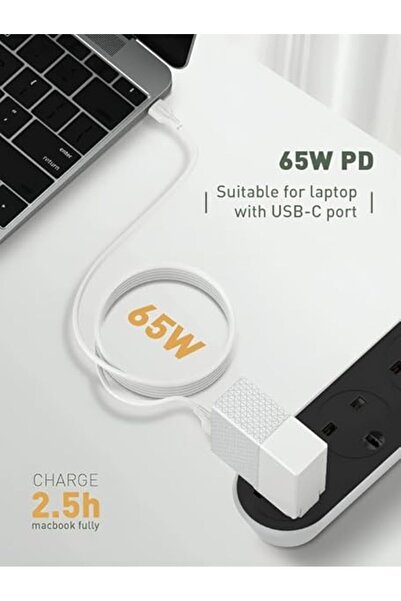 LDNIO LC122C USB-C to USB-C Cable 2M, 65W PD Fast Charging & Data Transfer – White