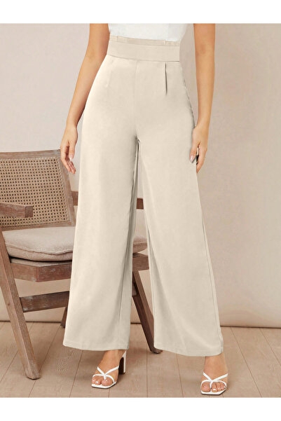 Take Two By Styli Off White High Rise Wide Leg Trousers