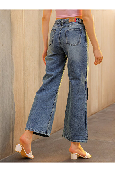 Freehand By Styli Blue Mid-Rise Ripped Flared Jeans