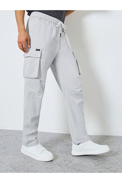 Take Two By Styli Men Grey Cargo Pants with Drawstring