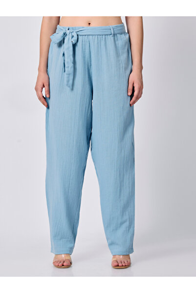 Outzidr By Styli Blue Regular Fit Textured Pants