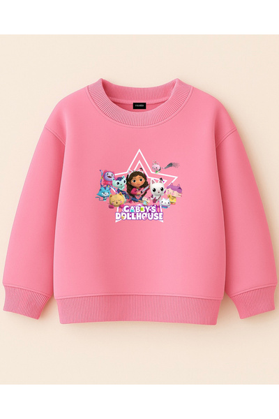 fasardi Gabby's Dollhouse / Gabby's Dream House مطبوع قصة فضفاضة سترة للفتيات بأكمام طويلة بدون شاردون