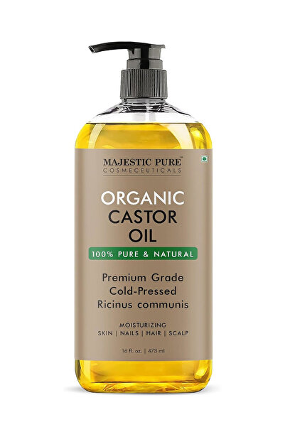 Majestic Pure زيت الخروع العضوي 100% نقي وخالي من الهكسان 473 مل