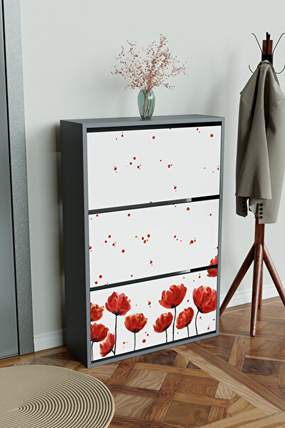 Hediyeler Kapında "Red Anemone" 3 Bölmeli Liovian Düşer Kapak Ayakkabılık