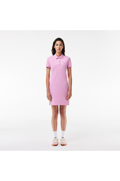Lacoste Straight Fit Kadın Polo Yaka Pembe Elbise