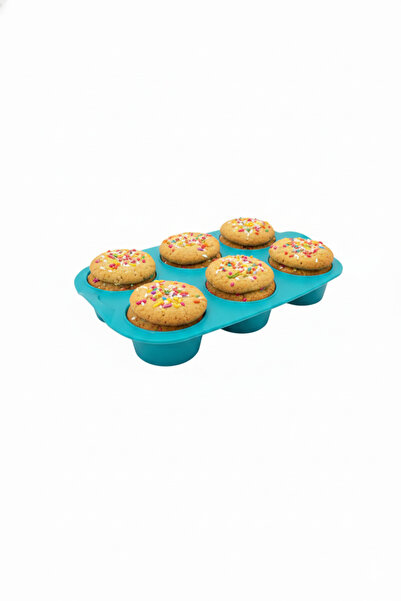 Elista Muffin Cake Mold 6-Piece Silicone Gray Color Size: 17.5 X 27 cm Turquoise