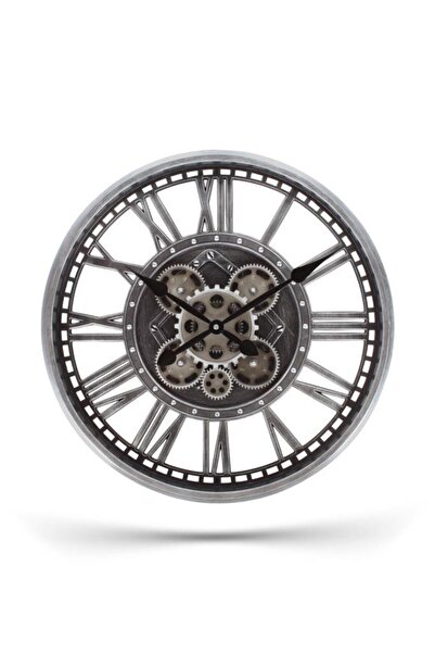 Efe Mark Premium Serisi Antik Eskitme Şeffaf Kadranlı Döner Çarklı 50 Santimetre Ev ve Ofis Duvar Sa