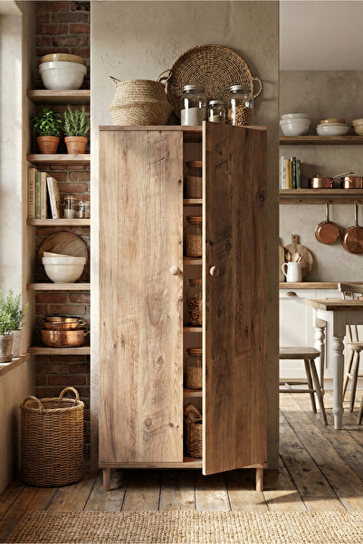 PEKA 2 Kapaklı 5 Raflı Çok Amaçlı Dolap – Mutfak & Banyo Düzenleyici