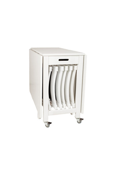 wline FOLDING TABLE WITH 6 WHITE CHAIRS