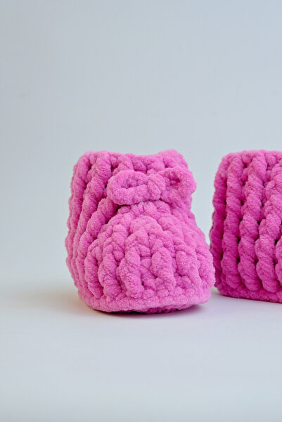 Nami Baby Organic Baby Knitted Booties |   Handmade Soft Fuchsia Baby Booties |   Newborn First Step Shoes