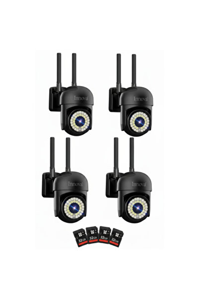 Innova Pack of 4 x WIFI Surveillance Camera, 36 LEDs, HD, IP66 + 4 Gift Cards