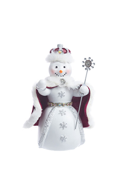 OEM Decoratiune Craciun, Om de zapada alb cu visiniu, 8*8*14 cm