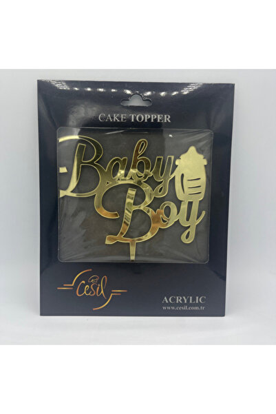 ticariks Baby boy pleksi gold renk pasta yazısı