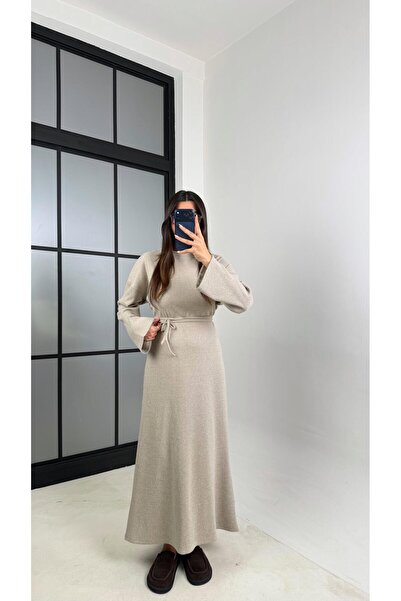 Gaus Taş Kuşaklı Uzun Triko Elbise GAUS-00802