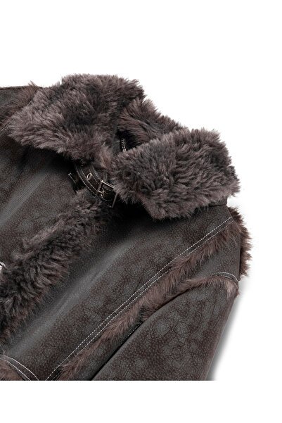 İpekyol Faux Fur Mix Belted Coat