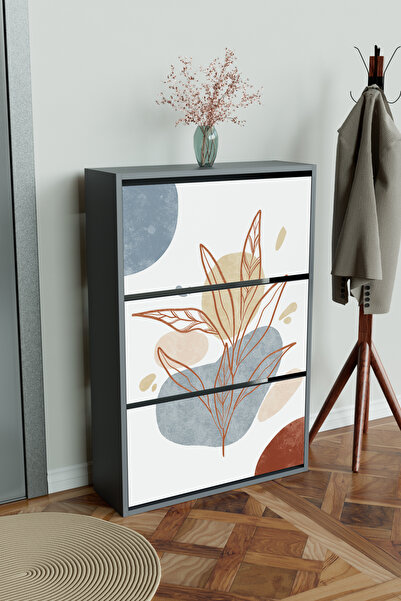 Hediyeler Kapında "Minimal Leaf" 3 Bölmeli Liovian Düşer Kapak Ayakkabılık