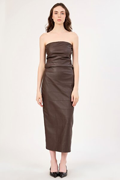 FEVER Dikiş detaylı suni deri etek