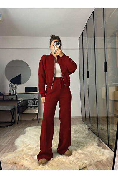 YAKAMEL Women's 3-Ply Sharded Bomber Jacket Tracksuit Set