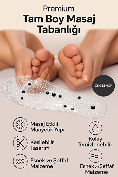 CNGZSHOP Tam Boy Şeffaf Manyetik Ayak Tabanlığı | Masaj Noktalı Rahatlatıcı O...