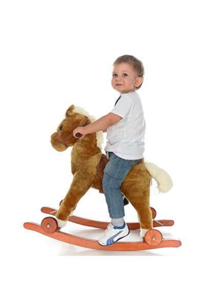 RCO Wooden Rocking Horse with Sounds, Plush, Brown, RCO® WJ5810B