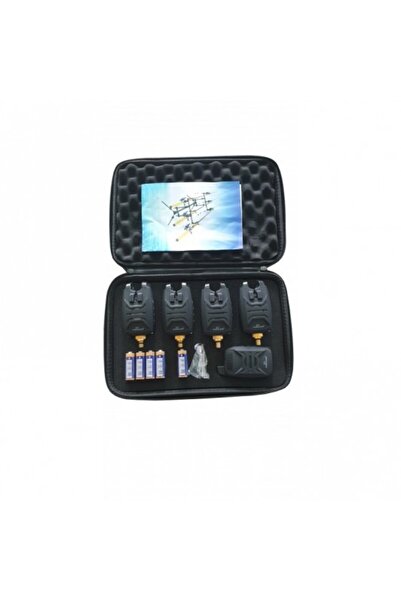 wind blade Set de 4 detectoare de mușcături de pescuit cu receptor wireless, 4 culori diferite, bară de fixare și geantă de transport