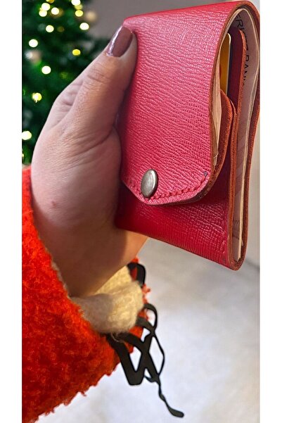 DeriPlaza New Year 2026 Suitable for Women and Men Handmade Leather Card Holder + Heart Keychain Gift Boxed