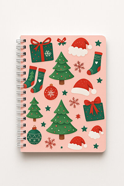 Minnoş A5 Çizgisiz Yılbaşı Temalı Spiral Defter – Christmas Tasarım Kapak, Se...