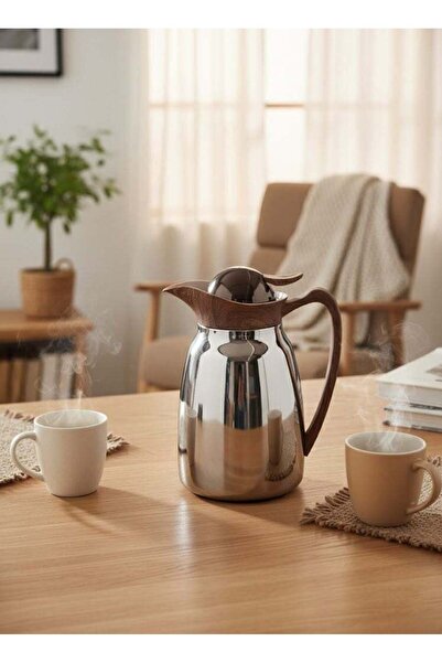 Trust Stainless Steel Tea/Coffee Flask 1.0 Liter Silver/Brown