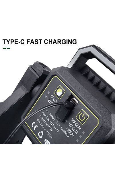 Denx 3000Lm multi-mode flashlight, long operating time, Type-C rechargeable