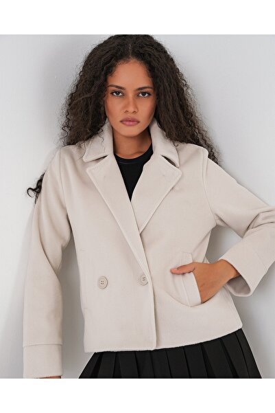 Modamorfo Women's Short Cashmere Jacket 0725 - Ecru